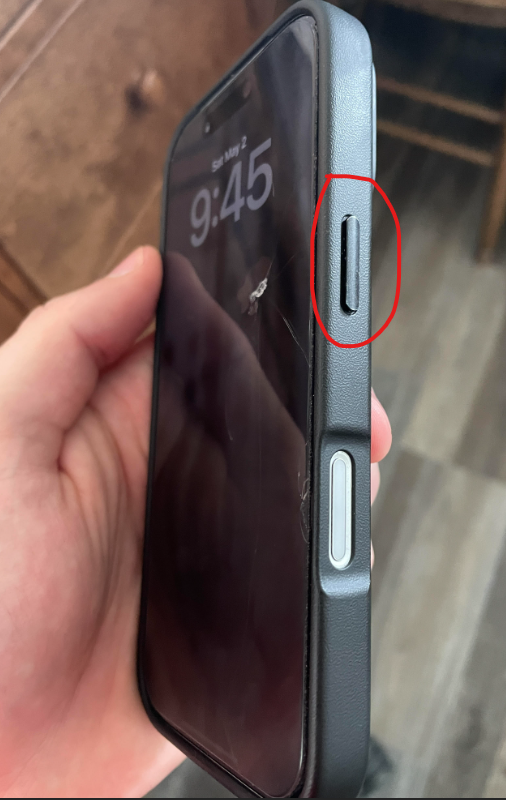 Close-up of iPhone side showing the Side button (lock and power button) highlighted