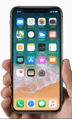 iPhone with no Home button, screen extending to the bottom edge of the phone