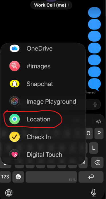 Location circled in messages menu location circled in messages menu