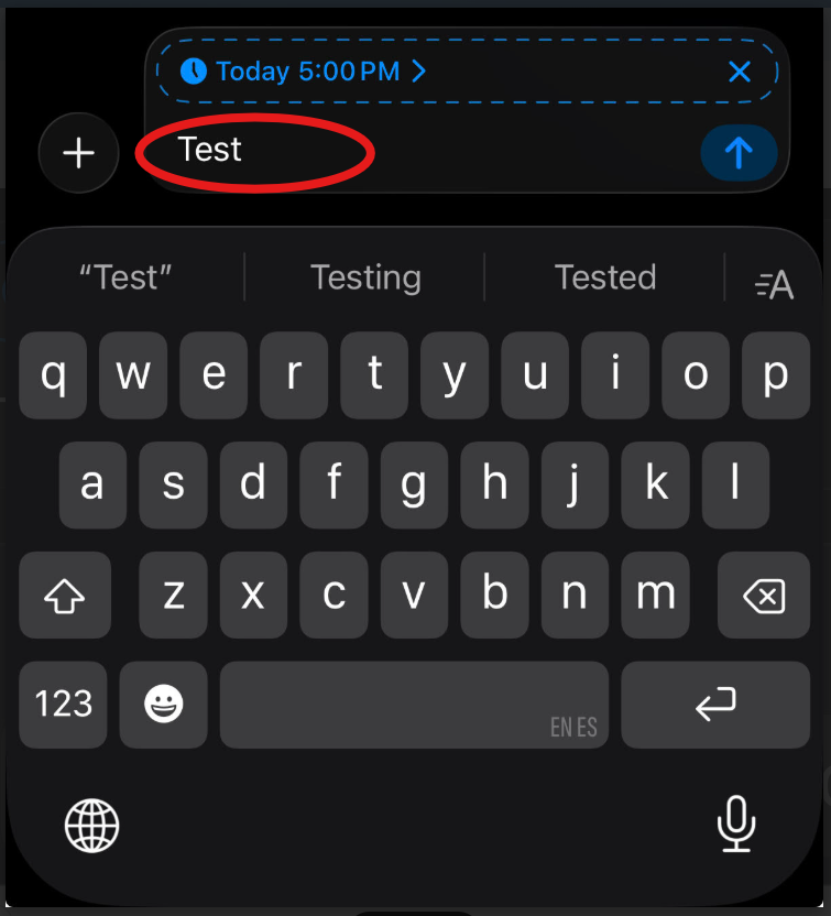 Message field highlighted message field highlighted
