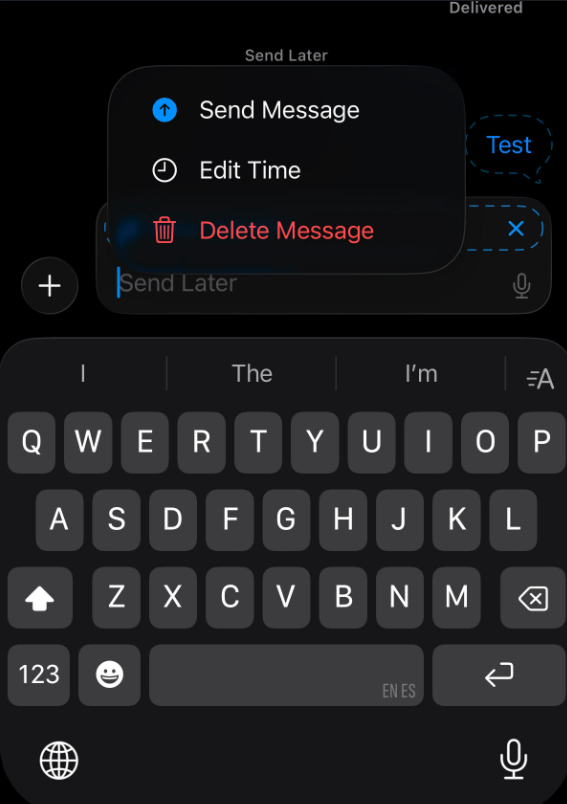 Options in Scheduled Text 3 options menu in the scheduled text feature