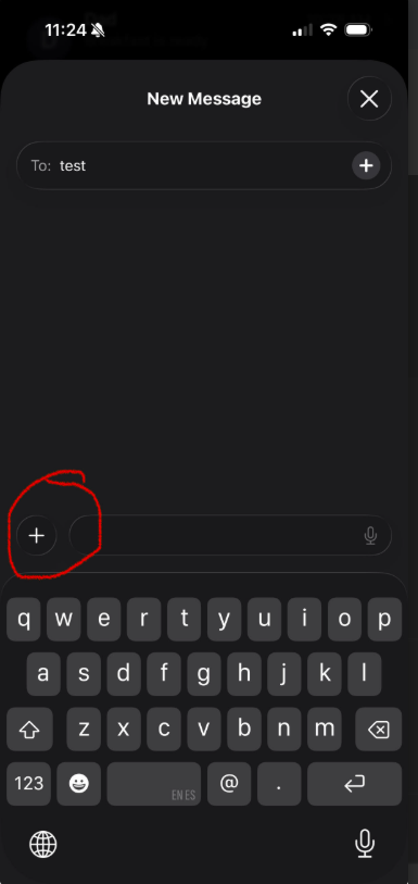 Plus Button in Messages Plus button highlighted