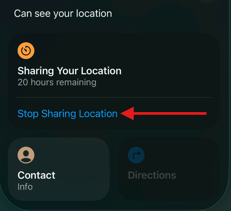 Stop Sharing Location Button stop sharing my location button
