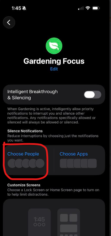 Add People circled in Custom Focus