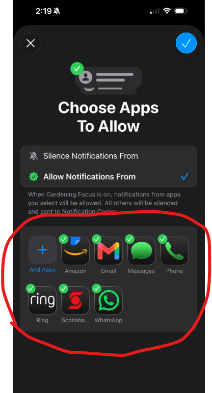 Choose Apps Selection Menu Custom Focus