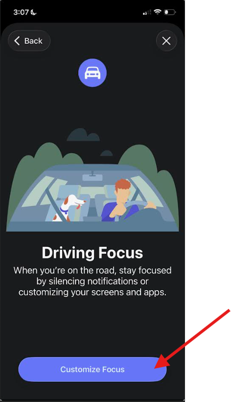 Customize Focus with arrow button for driving