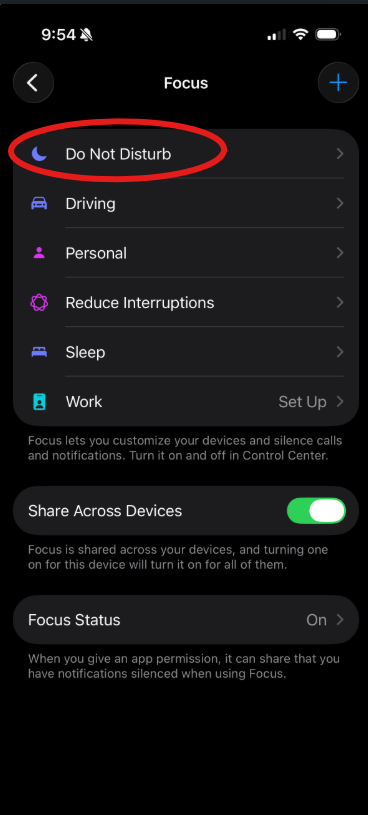 Do Not Disturb Option Do Not Disturb Option