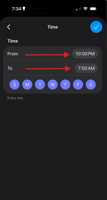 From and To Example in Time Menu