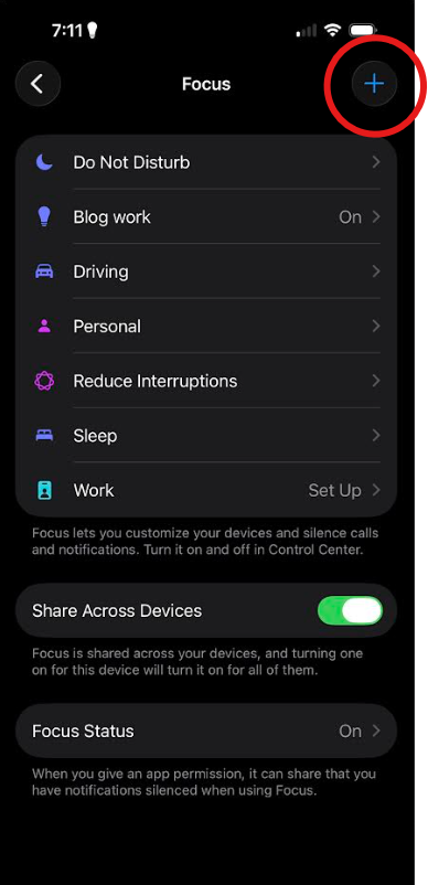 Plus Icon in Focus circled