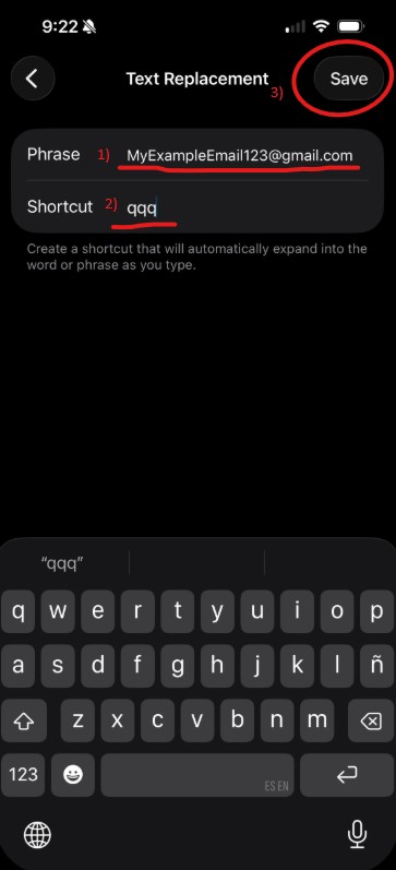 text replacement menu step list